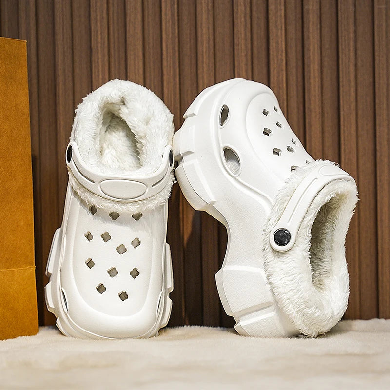 Novas sandálias de plataforma de inverno feminino chinelos sapatos ao ar livre sola grossa sapatos leves respiráveis chinelos de pele feminina