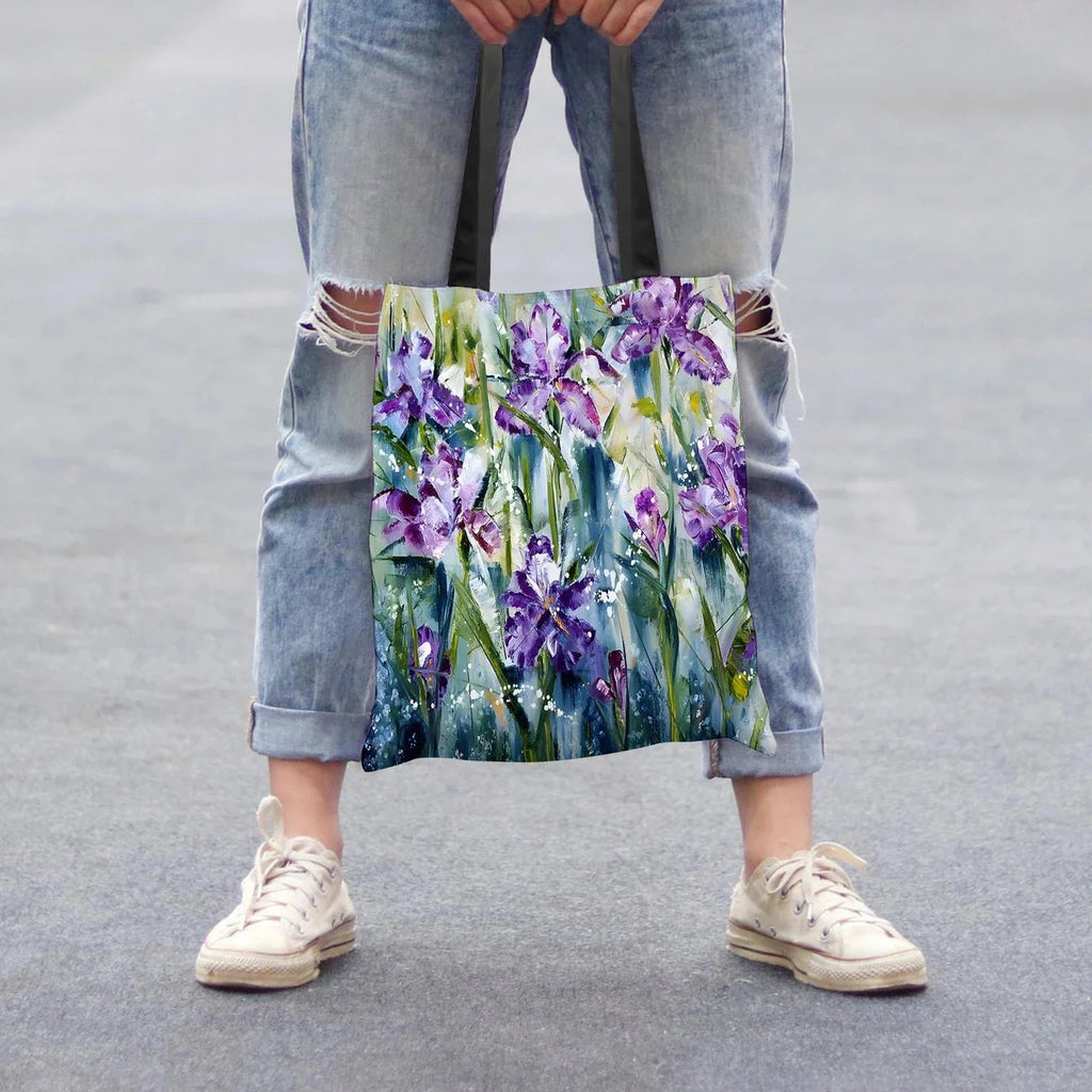 1pc íris sacola de compras estética pano praia totes presente, tote alça superior sacos de ombro, compras viagem trabalho reutilizável