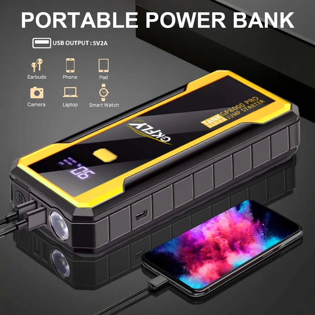 GKFLY 4000A/8000A Iniciador de Carro 12V, Banco de Energia Portátil, Dispositivo de Partida, Auxiliar de Bateria para Carros a Gasolina/Diesel 5L/3L