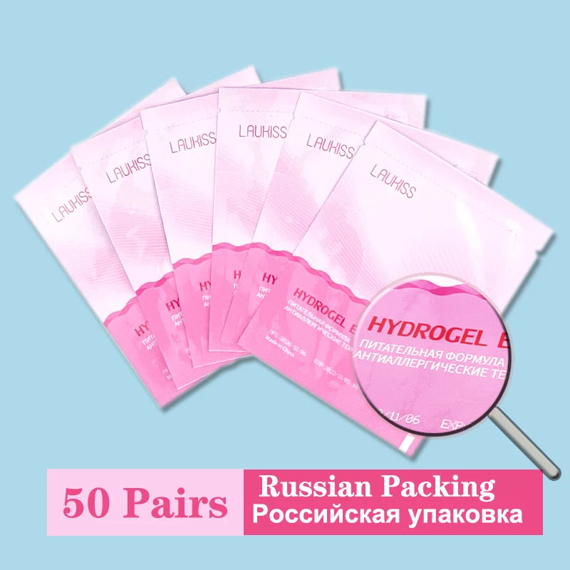 25/50/100 pares de manchas de olho sob as almofadas de cílios para a construção de manchas de papel hidrogel adesivos sem fiapos rosa para cílios postiços LAUKISS