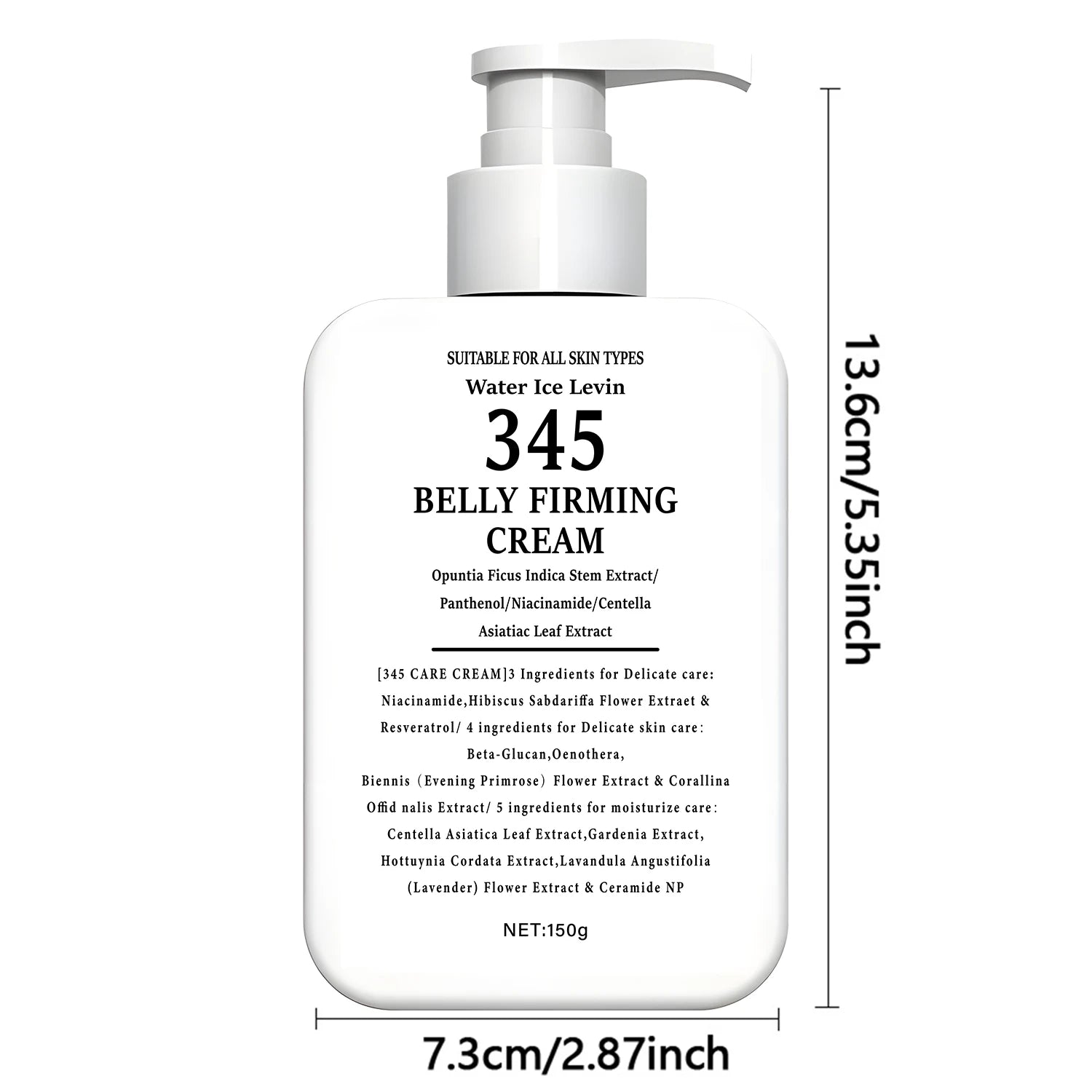 345 Extrato de haste de opuntia de creme reafirmante para barriga. Niacinamida Pantenol. Alvos Crepey Skin. Apertar firmes. Todos os tipos de pele. 150g.