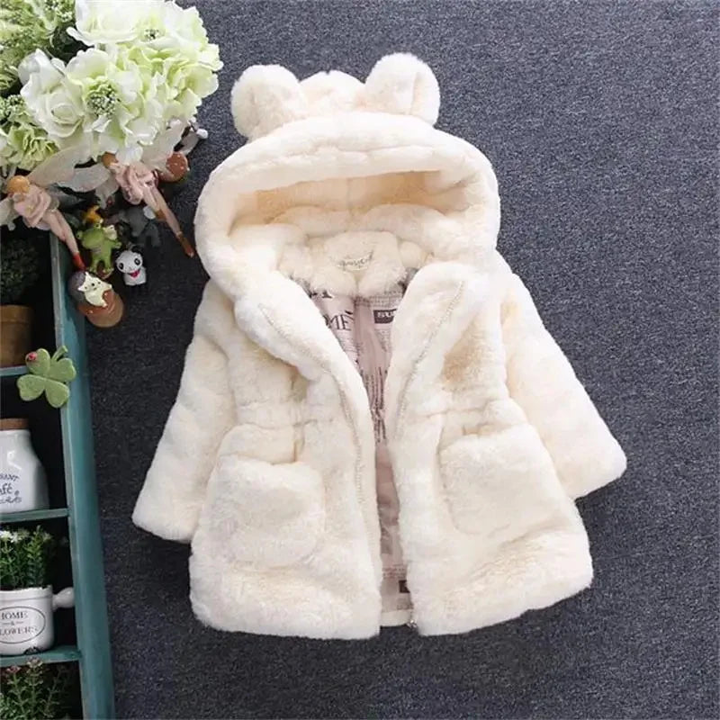 Casaco de inverno para crianças jaqueta de lã com capuz engrossar manter quente casacos da menina presentes de ano novo meninas roupas de outono traje de natal