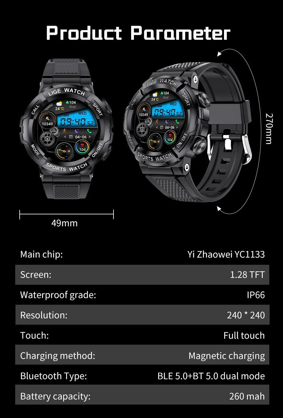 Lige 2025 relógio inteligente masculino esportes ao ar livre monitoramento de freqüência cardíaca ip68 à prova dip68 água relógios bluetooth chamada smartwatch para android ios