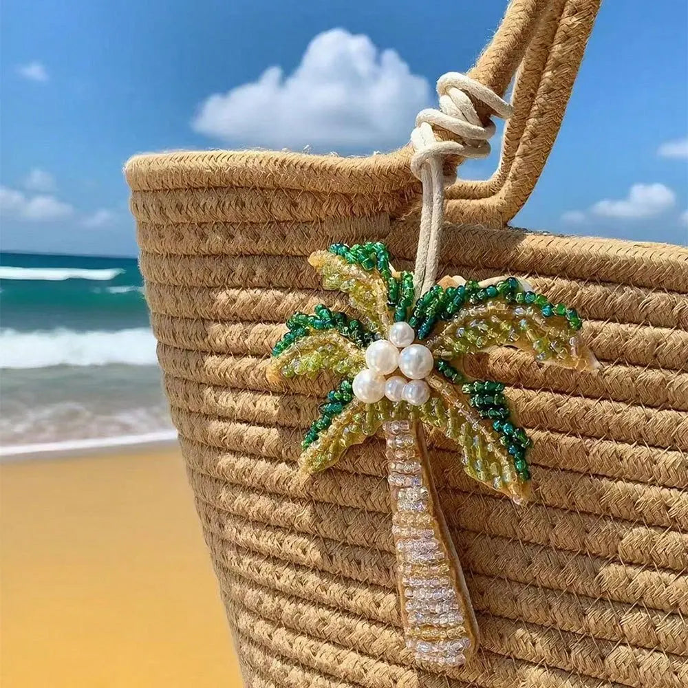 Moda multi-cor strass coqueiro saco pingente criativo pérola coqueiro saco decoração brilhante charme saco acessórios