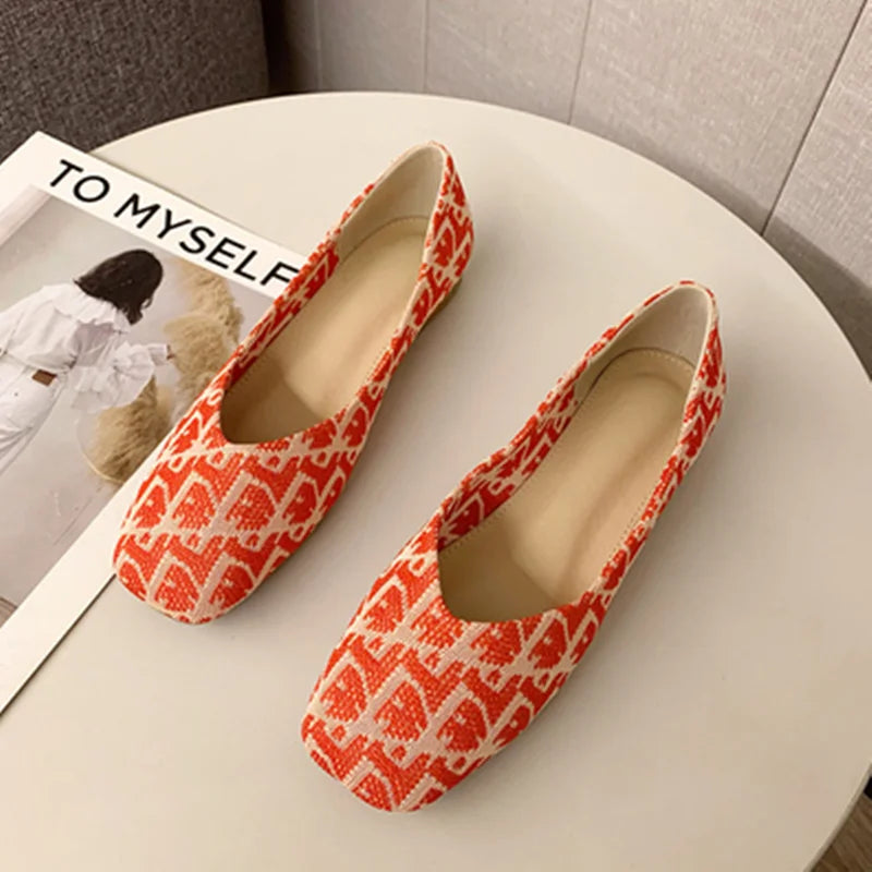 Designer de luxo sapatos baixos de pano para senhoras, toe slip-ons redondos para pé largo 44-32 2023, mocassins pretos, mocassins de balé, recém-chegados