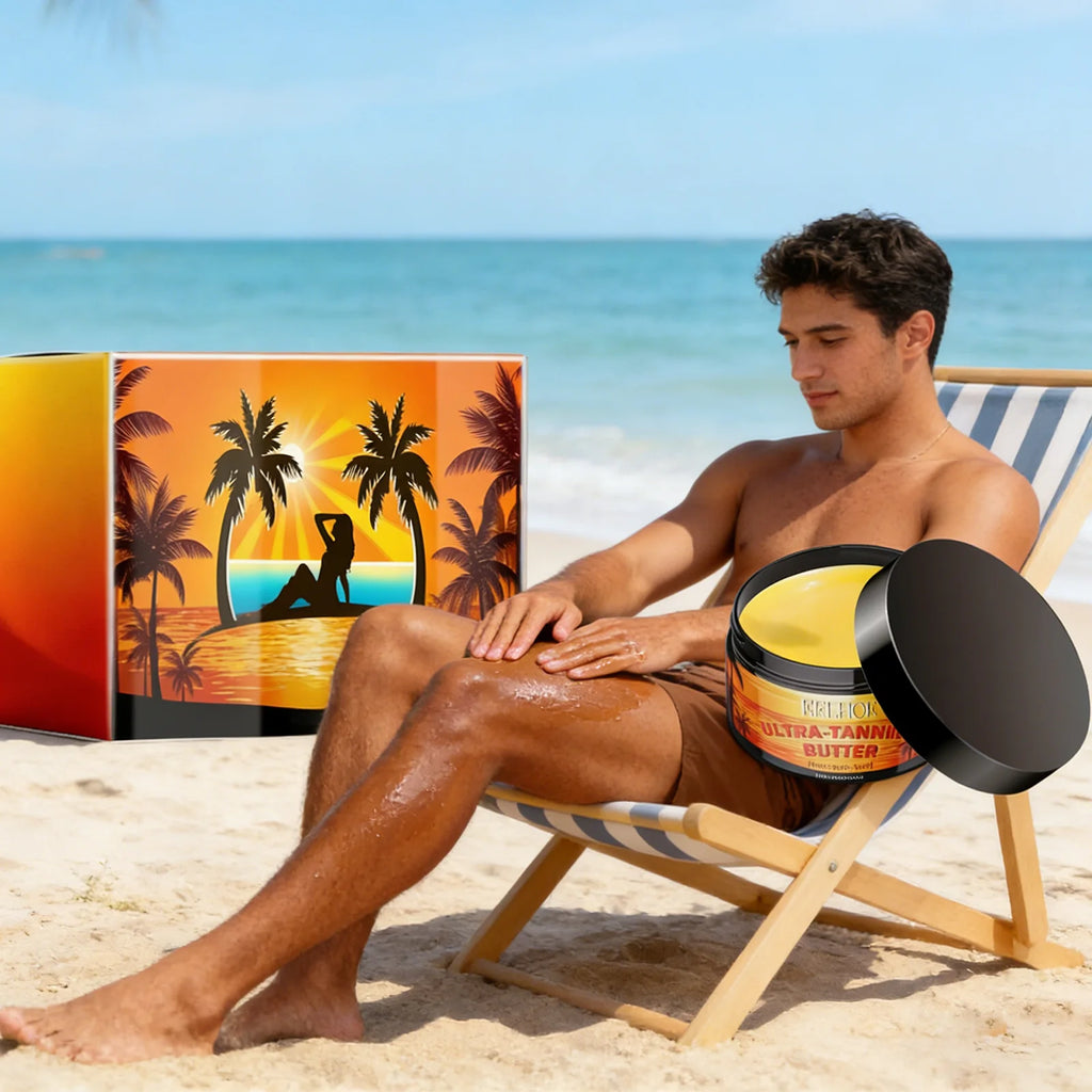 Gel Bronzeador para um Brilho Bronzeado Profundo com Óleo de Coco e Óleo de Semente de Cenoura para Bronzeamento ao Ar Livre para obter uma Pele com Efeito Beijada pelo Sol e Hidratação Profunda
