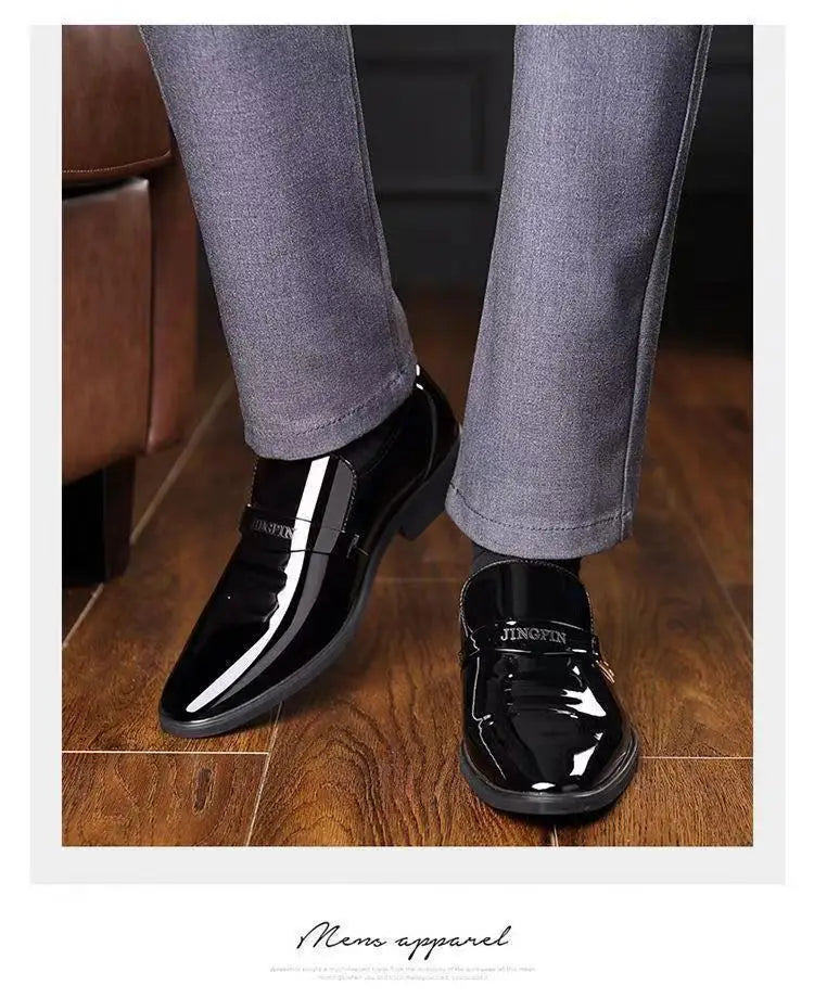 Sapatos de couro casuais de negócios masculinos casamento noivo estilo britânico altura aumentada verão respirável dedo do pé apontado calçados masculinos