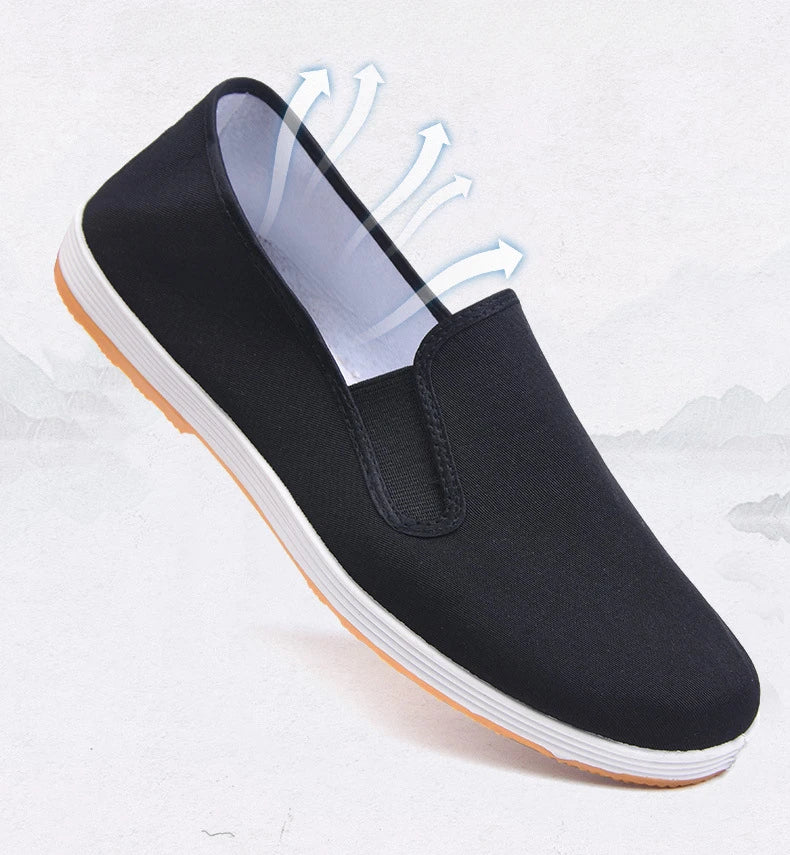 Clássico masculino algodão pano sapatos tradicional chinês tai-chi tênis de treinamento de arte marcial respirável wearable calçado esportivo
