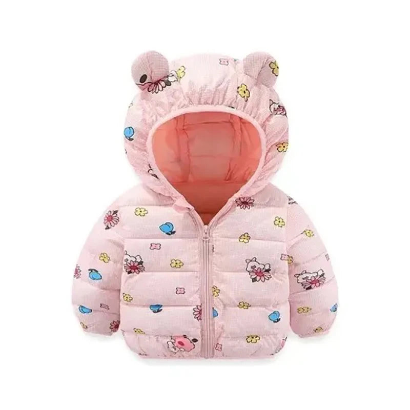 Meninas Inverno Casaco Menino crianças Meninas Casaco De Algodão-acolchoado Personagem Padrão Bebê Casaco Com Capuz Crianças Jaqueta Para Baixo
