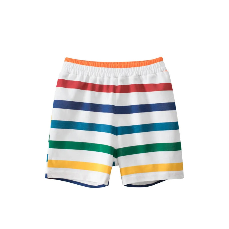 2023 Verão Crianças Dinossauro Carro Shorts Dos Desenhos Animados para o Menino 100% Algodão Puro Crianças Meninas Esportes Casual Meia Calças para Idades 1-9 Crianças