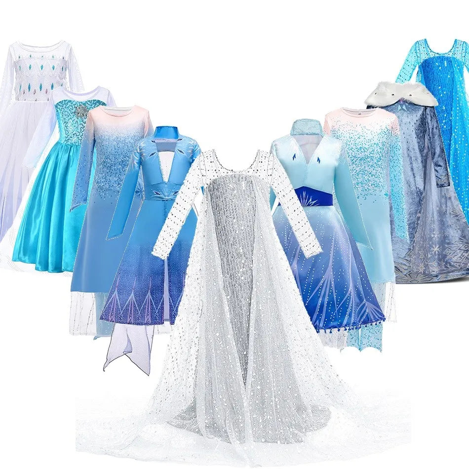 3 5 6 8 10 anos meninas elsa 2 traje crianças halloween cosplay vestido de princesa crianças festa de aniversário vestidos roupas acima