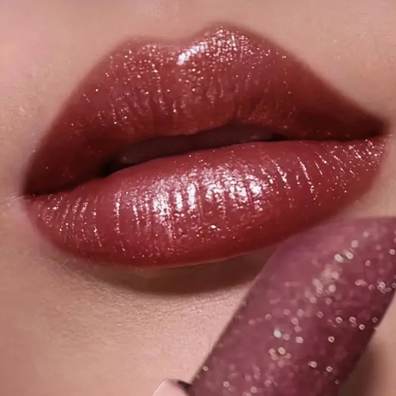 Batom perolado brilhante, maquiagem labial hidratante à prova d'água de longa duração, cor labial brilhante sexy e sem desbotamento