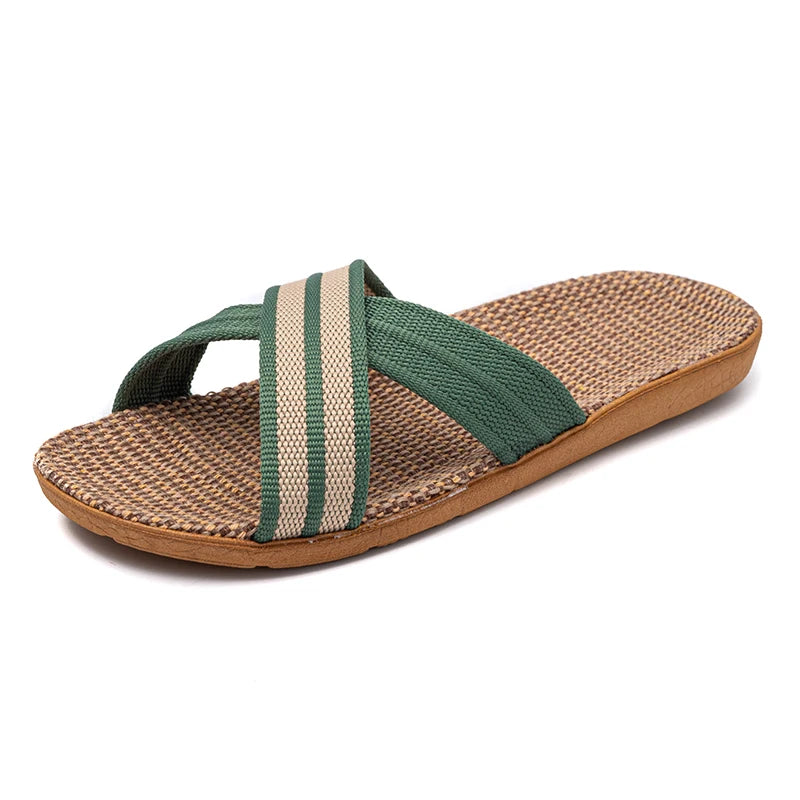 36-45 sandálias planas chinelos de praia verão casa linho leve eva antiderrapante slides para homens mulheres indoor ao ar livre flip flops