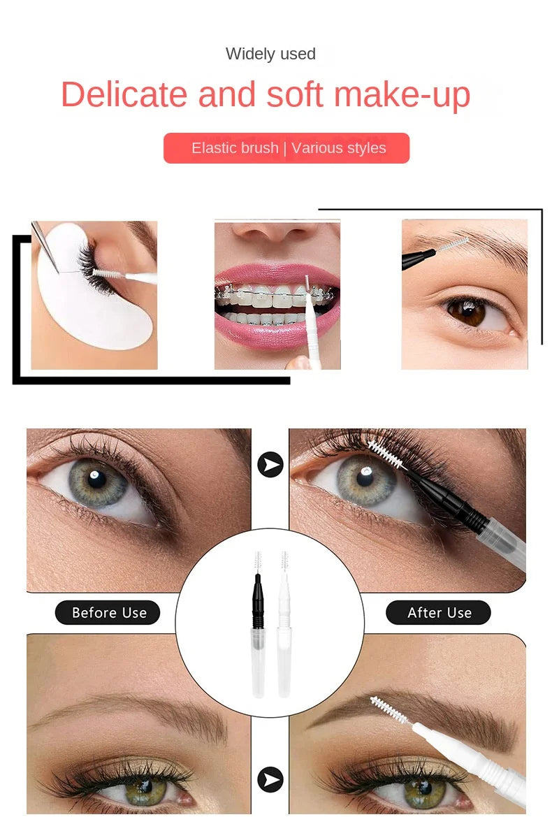Descartável Brow Lifting Brushes, Mini Escova De Sobrancelha, Bendable Micro Cílios Aplicadores, Ferramentas De Maquiagem, Bendable, 20Pcs