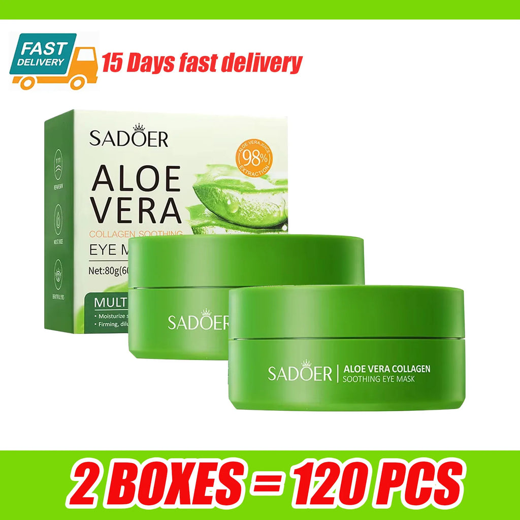 60 pçs/caixa aloe vera colágeno máscara de olho anti círculos escuros remover sacos de olhos hialurônico hidratante endurecimento remendos de olho cuidados com a pele