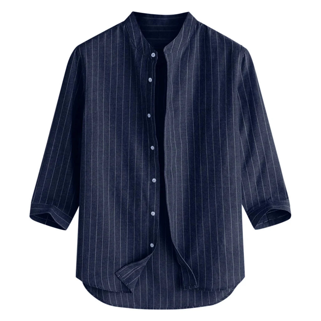 Camisa de linho respirável masculina, confortável, cor sólida, manga comprida, solta, Harajuku, blusa casual, camisa havaiana, breve, 2022