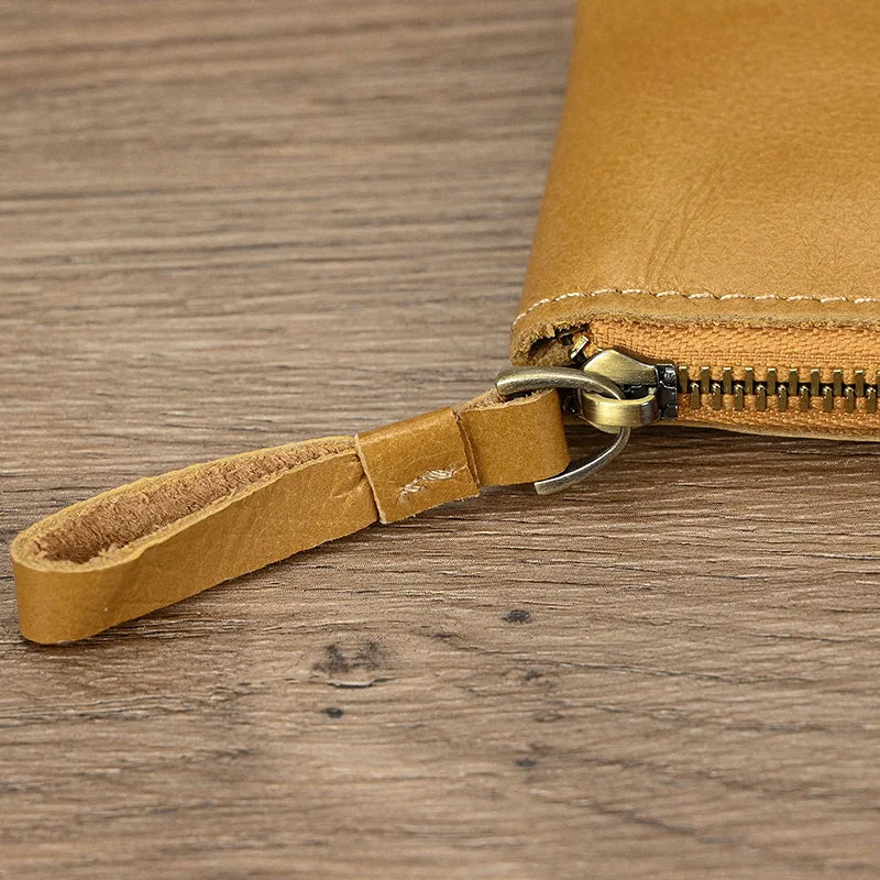 Luufan couro genuíno zíper moeda cartão bolsa de couro real rfid titular do cartão embreagem carteiras slots para homens mulheres mini bolsa fina