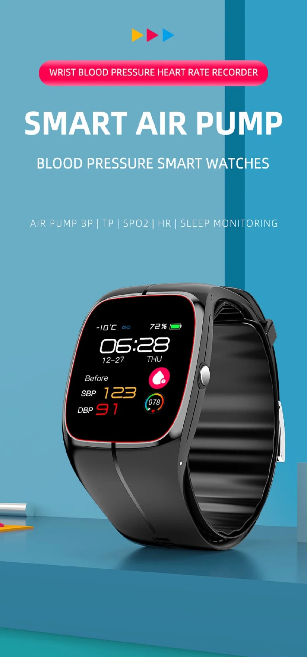 Oxigênio no sangue pressão arterial temperatura corporal monitor de freqüência cardíaca smartwatch masculino à prova dwaterproof água sono esporte saúde relógios inteligentes feminino
