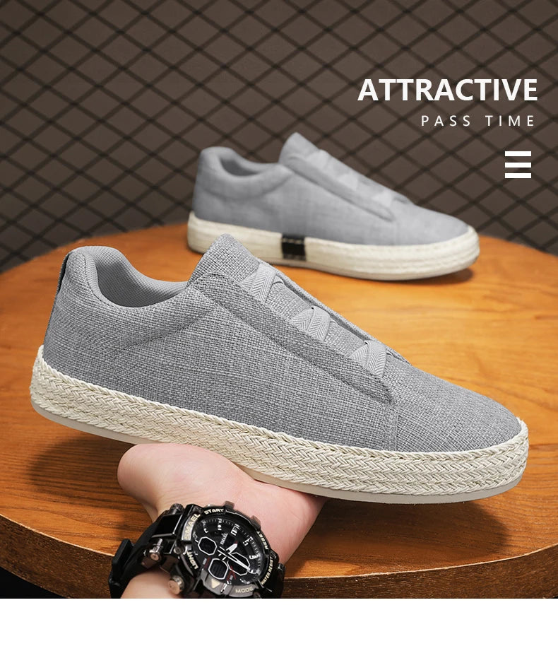 Sapatos de Pescador em Linho, Sapatos de Tecido Masculinos Modernos 2025, Sapatos Casuais Masculinos Respiráveis de Verão