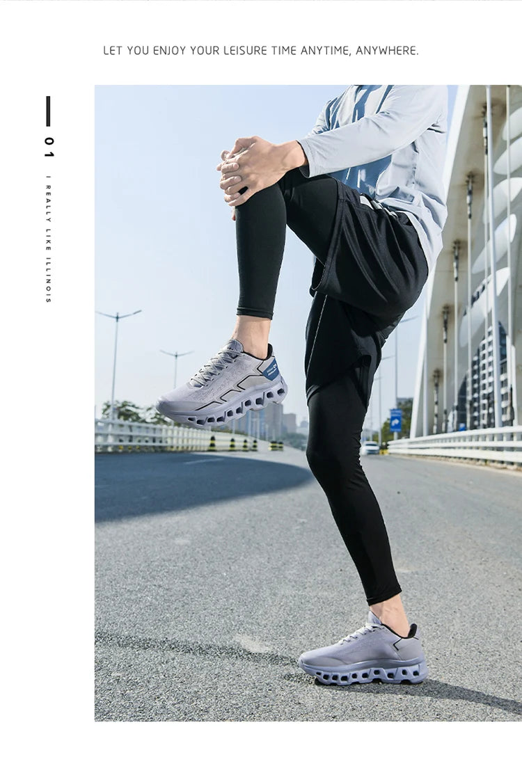 Tênis Casual Masculino 2026: Tênis de Corrida Ultraleve com Amortecimento, Calçado Esportivo Masculino Respirável com Sola Grossa e Malha para Corrida