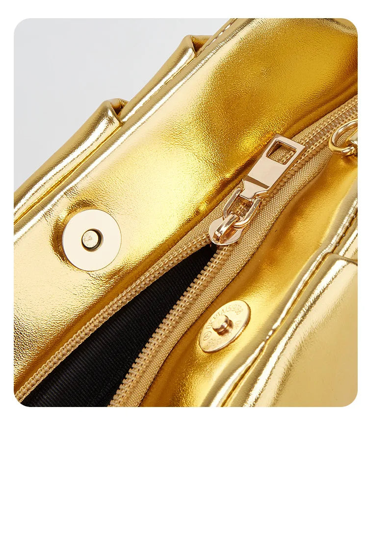 Bolsa de nuvem dobrada para mulheres, novo estilo de comércio exterior, bolsa prateada moderna, versátil, bolsa crossbody com corrente ins, bolsas e bolsas