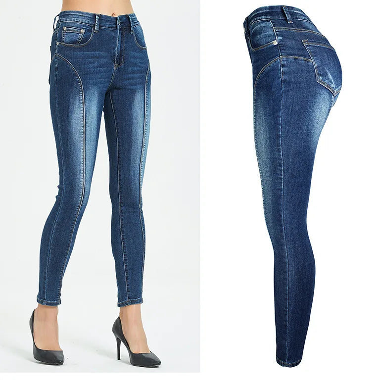 Calças Jeans Femininas Push Up, Calças Skinny de Denim, Moda 2026, Pantalones De Mujer, Pantalon Femme, Azul 2XL 3XL