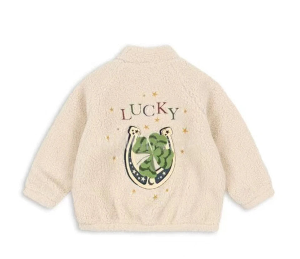 2024 inverno ks crianças algodão lã de cordeiro quente outerwear roupas meninas impressão casacos do bebê meninos mais jaquetas de lã crianças roupas