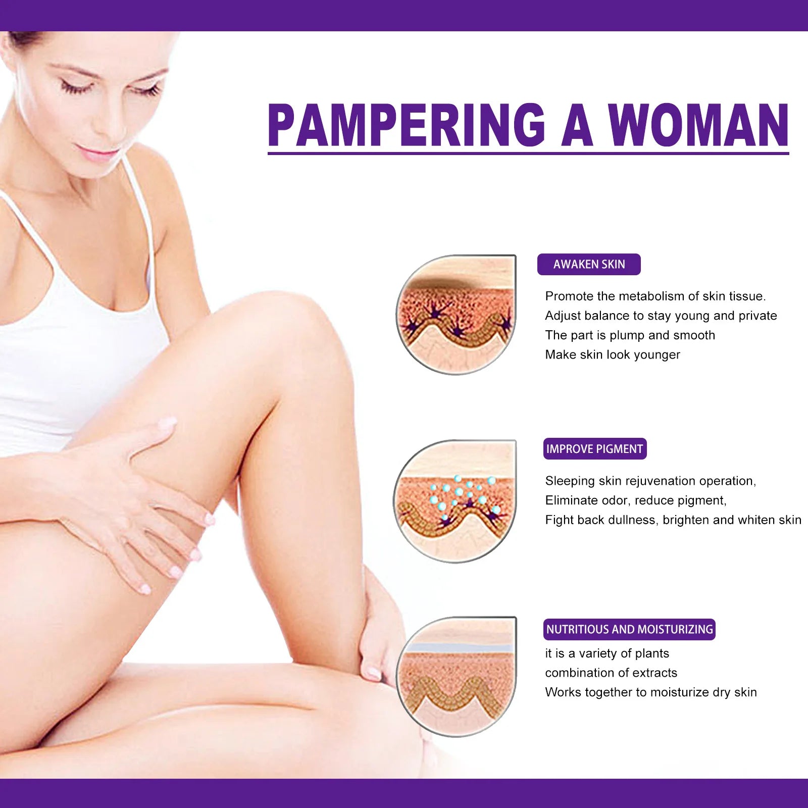 Creme de clareamento para peças íntimas, Soro das axilas, Bunda, Joelho, Interior, Coxa, Peças de clareamento íntimo, Remover melanina