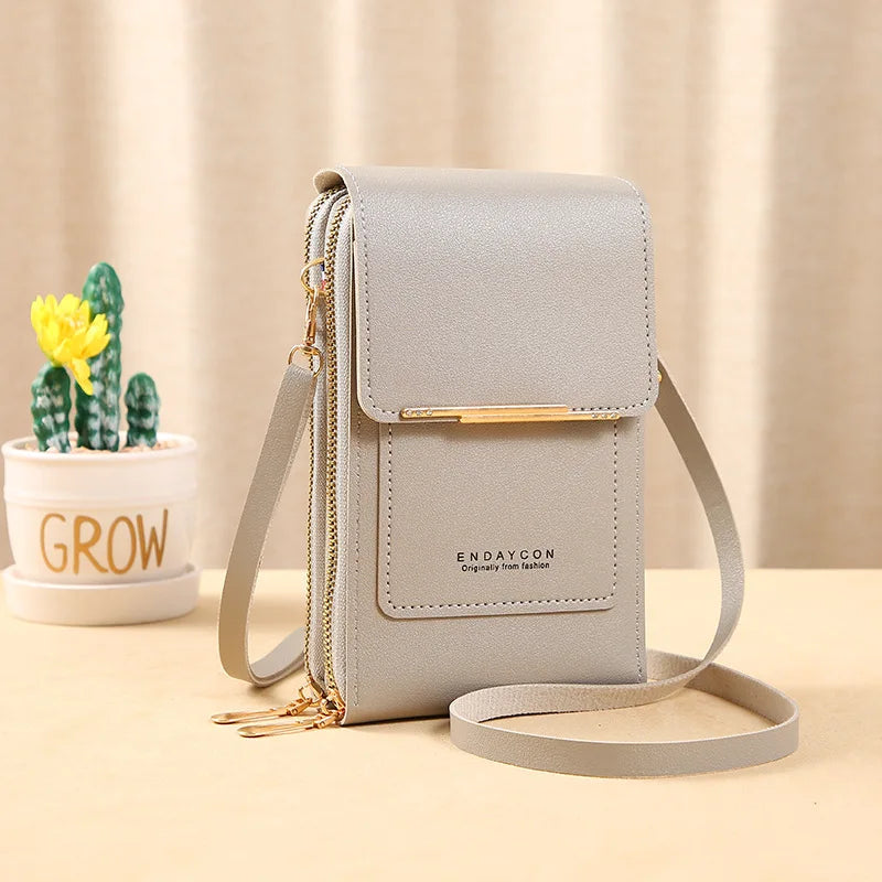 PU Leather Touch Screen Shoulder Bag para Mulheres, Feminino Crossbody Bolsas, Bolsa de telefone Bolsa de mão de grande capacidade, Drop Shipping, Novo