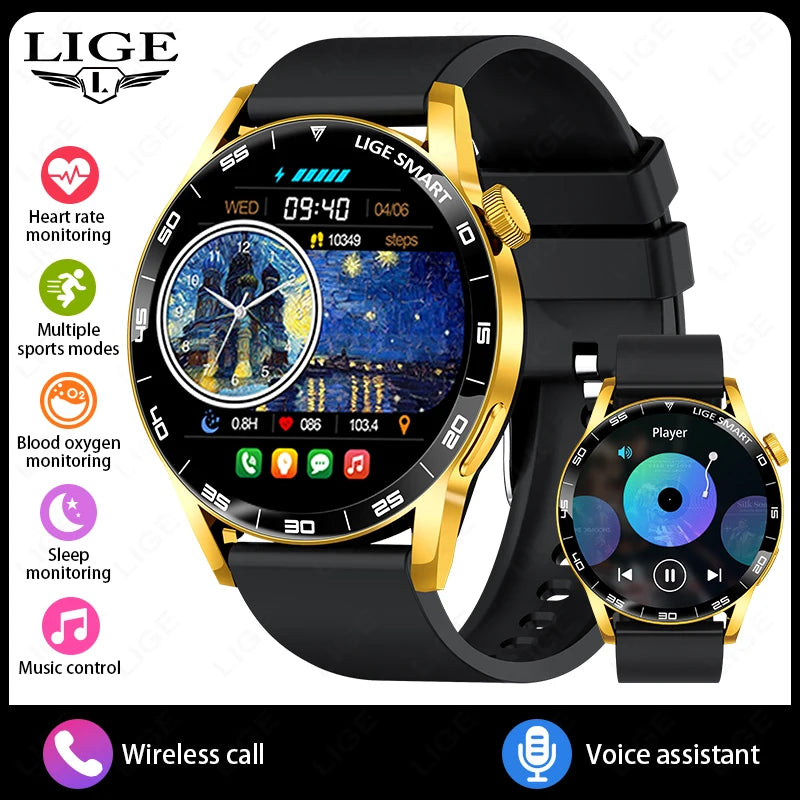Relógio Inteligente LIGE 2026 com Chamadas de Voz para Homens, Tela HD de 1.38", IP68 à Prova D'água, Relógio Esportivo e Fitness, Novo Smartwatch para Homens e Mulheres, Compatível com Android e iOS
