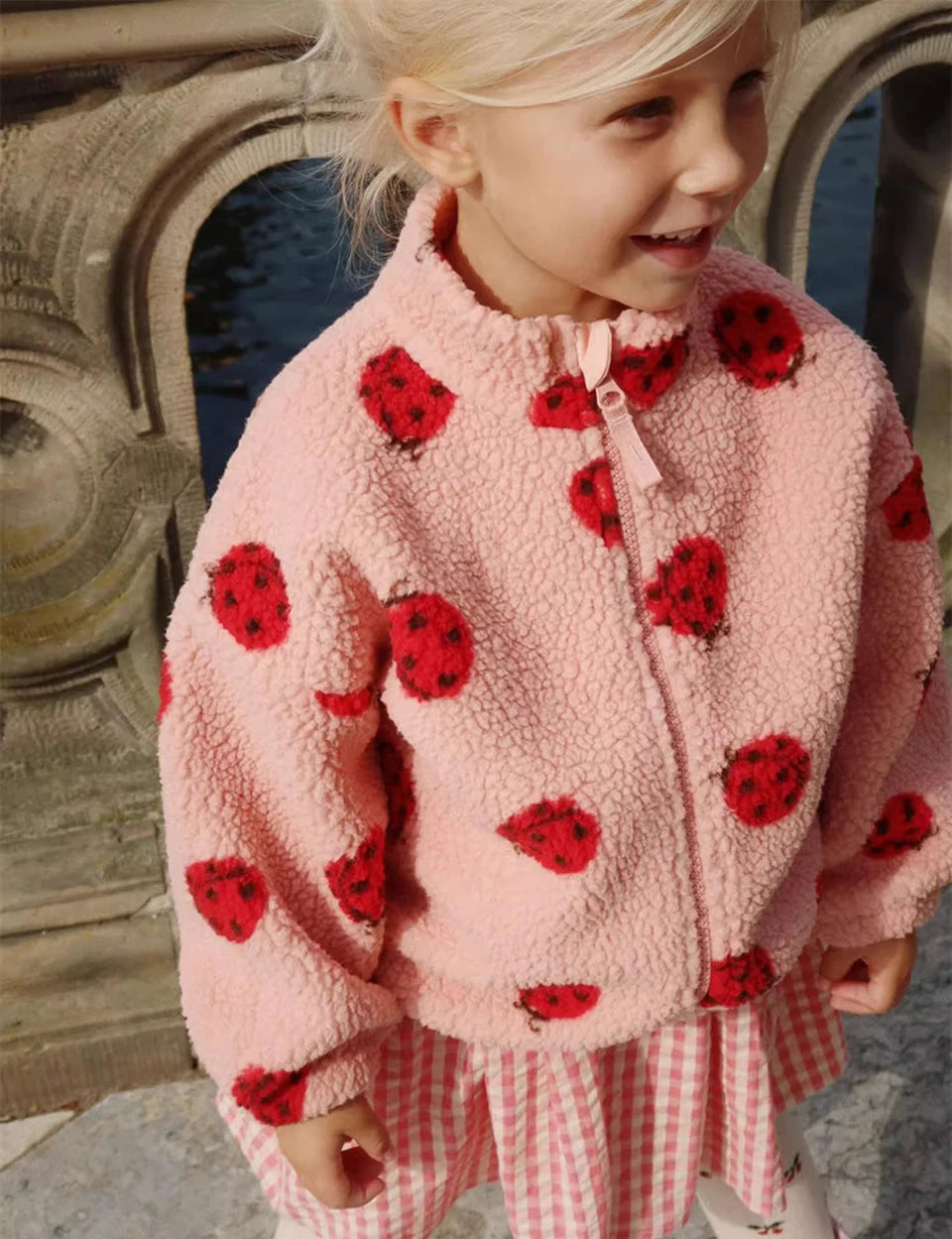 2024 inverno ks crianças algodão lã de cordeiro quente outerwear roupas meninas impressão casacos do bebê meninos mais jaquetas de lã crianças roupas