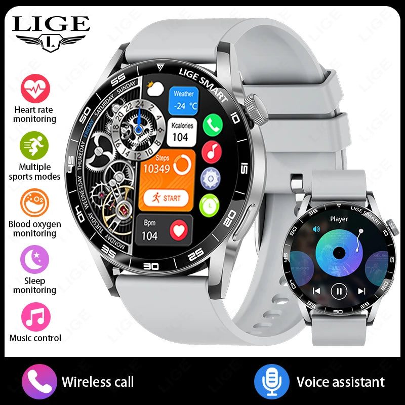Relógio Inteligente LIGE 2026 com Chamadas de Voz para Homens, Tela HD de 1.38", IP68 à Prova D'água, Relógio Esportivo e Fitness, Novo Smartwatch para Homens e Mulheres, Compatível com Android e iOS