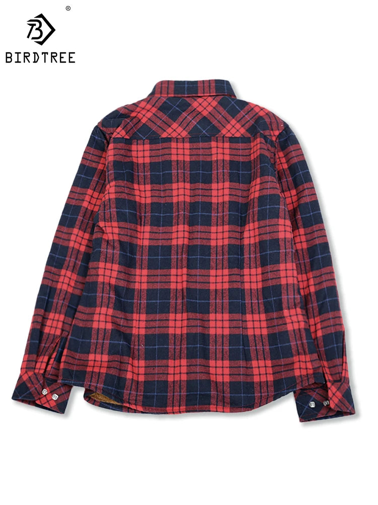Camisa Xadrez Feminina de Veludo Grossa e Quente, Blusa Casual de Manga Longa com Forro de Lã para Inverno, Tamanhos M-5XL, Roupa de Outono T77710A