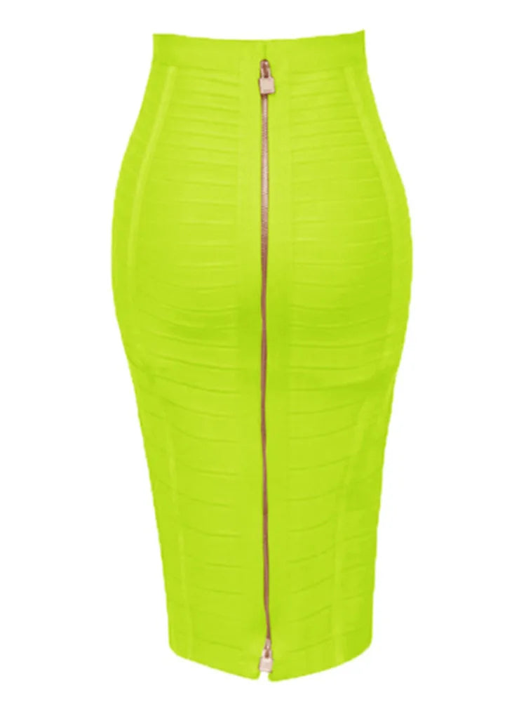 16 cores sexy sólido zíper laranja azul preto vermelho bandagem saia feminina elástica bodycon verão xl xxl lápis saias 58cm