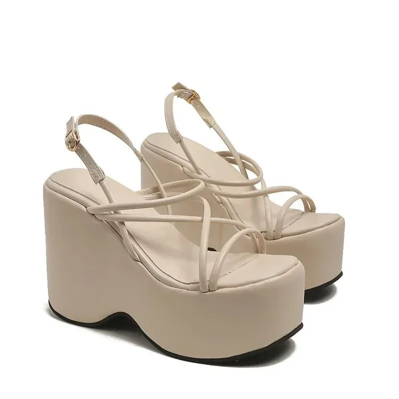 Plataforma marca design mulher sandálias sexy sapatos punk cunhas salto alto confortável lazer mulher sapatos designer sandalias 2024
