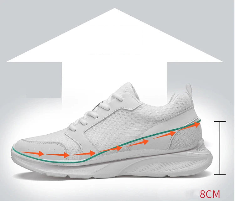 Homens sapatos de elevador aumento de altura tênis sapatos para homem 10cm esportes sapatos casuais invisível sapatos de aumento interno para homem 8cm