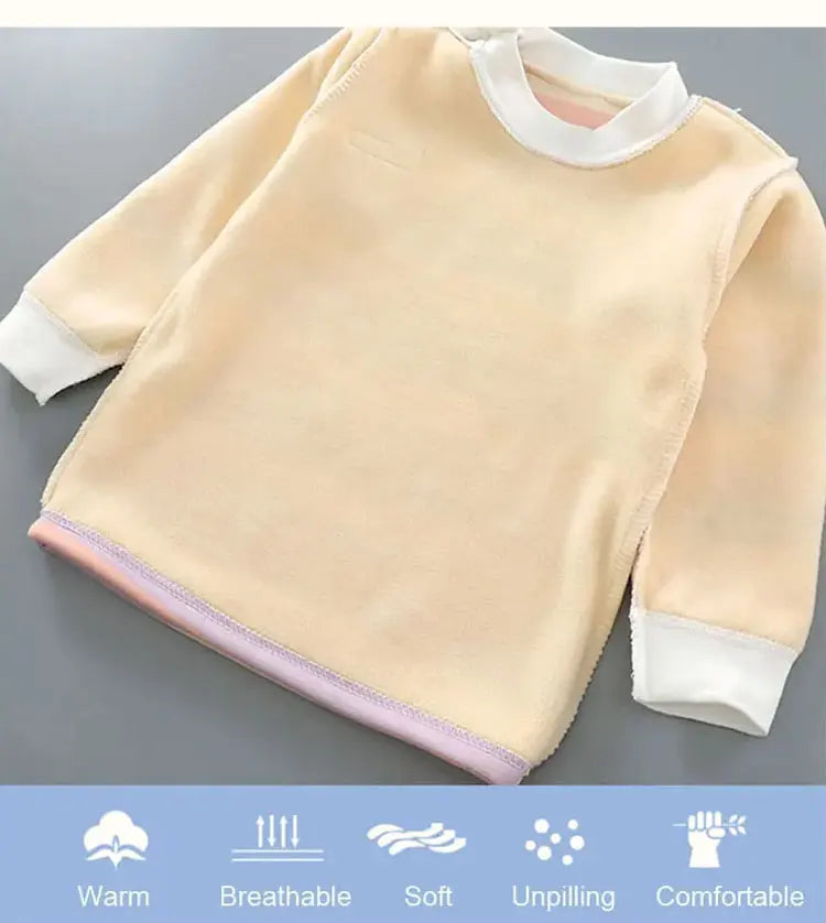 Engrossar quente de pelúcia crianças conjuntos roupas menino menina roupa interior ternos outono inverno crianças clothinn