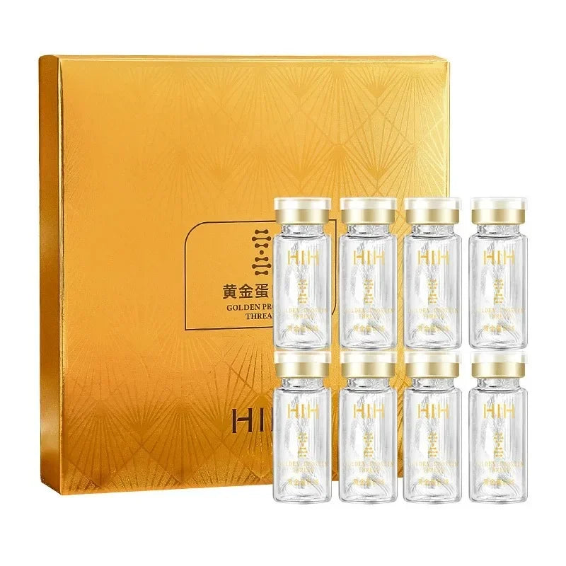 Fios solúveis de lifting facial, colágeno, essência facial, peptídeo de proteína, fio de seda dourada, soro facial para anti-envelhecimento, pele firmadora