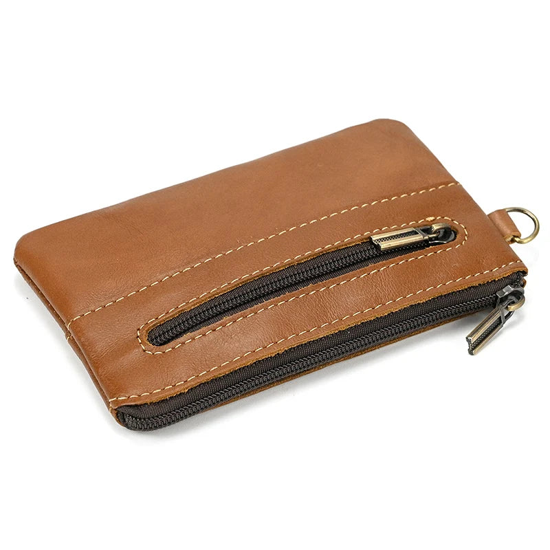 Luufan couro genuíno zíper moeda cartão bolsa de couro real rfid titular do cartão embreagem carteiras slots para homens mulheres mini bolsa fina