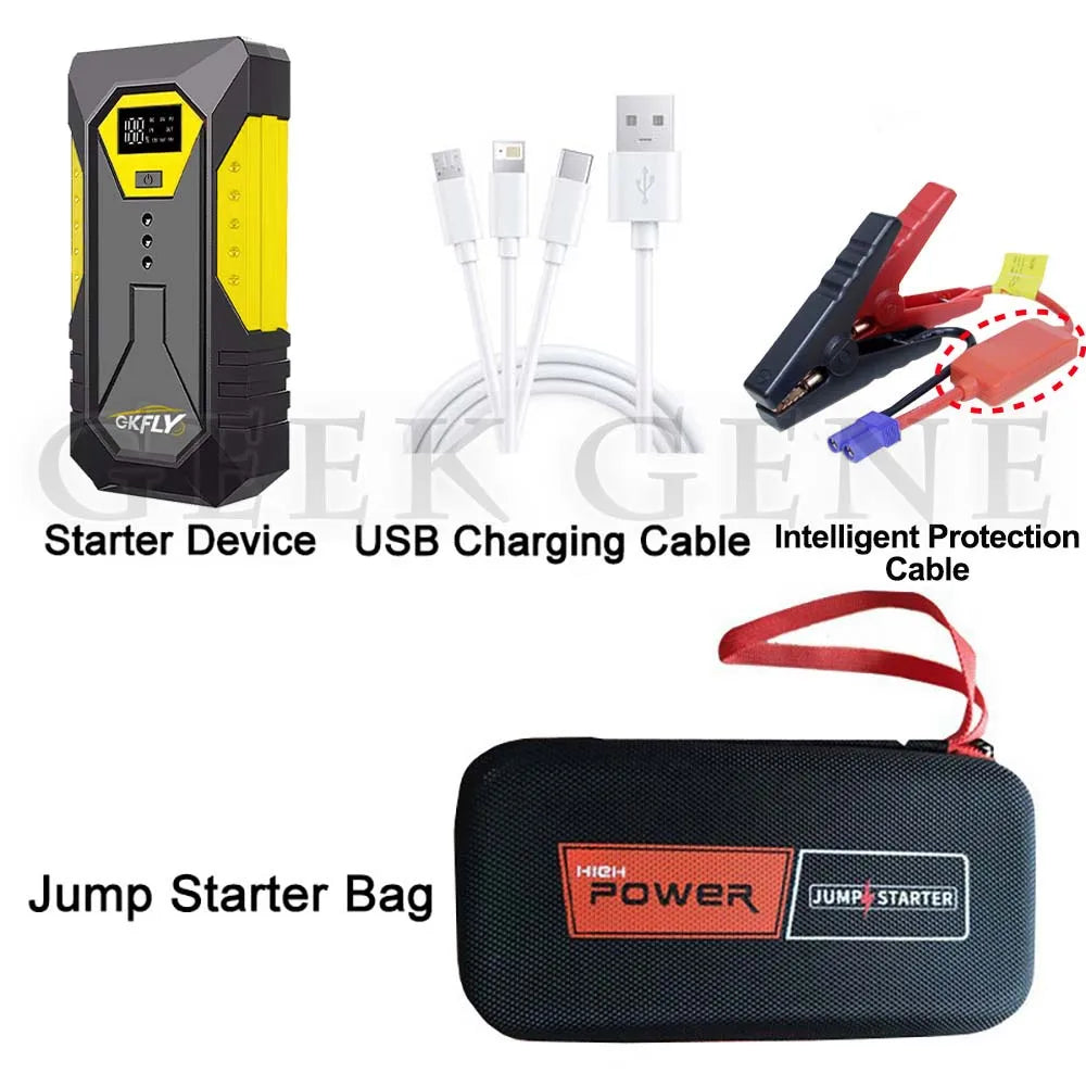Gkfly 4000a carro ir para iniciantes banco de potência portátil 2000a impulsionador de bateria de carro 12v dispositivo de partida auxiliar para gasolina diesel