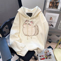 2025 primavera outono feminino casais roupas dos desenhos animados bordado adorável 3d gato impressão pulôver hoodies moletom feminino casaco com capuz