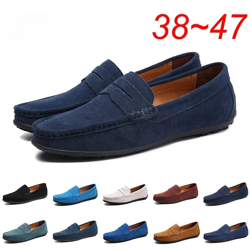 Couro do plutônio camurça de vaca sapatos masculinos marca luxo casual formal mocassins calçados preto masculino sapatos de condução hombres