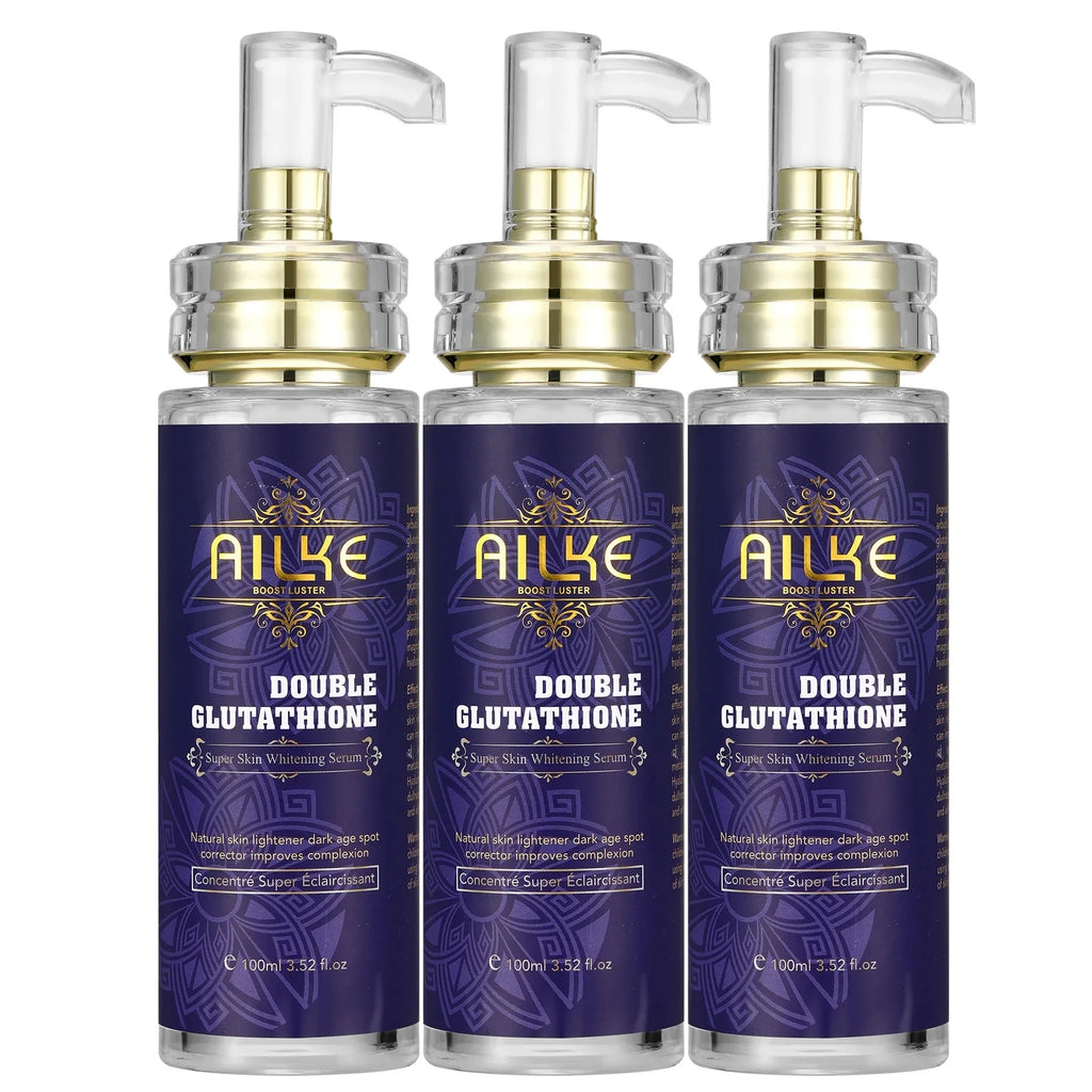 AILKE Clareador de cuidados com a pele, com glutationa dupla, clareador, hidratante, remove manchas escuras, melanina, cuidados faciais brilhantes da pele