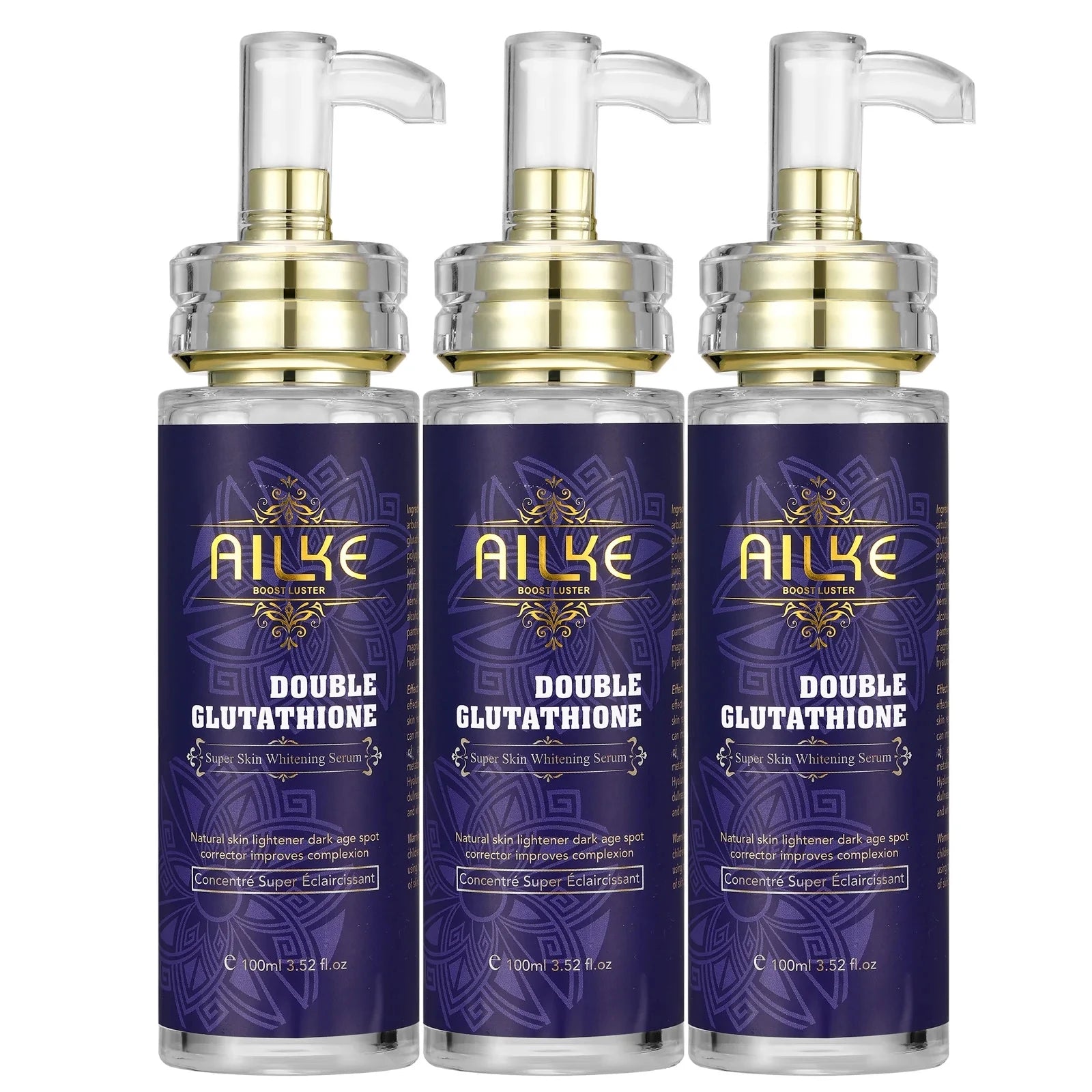 AILKE Clareador de cuidados com a pele, com glutationa dupla, clareador, hidratante, remove manchas escuras, melanina, cuidados faciais brilhantes da pele