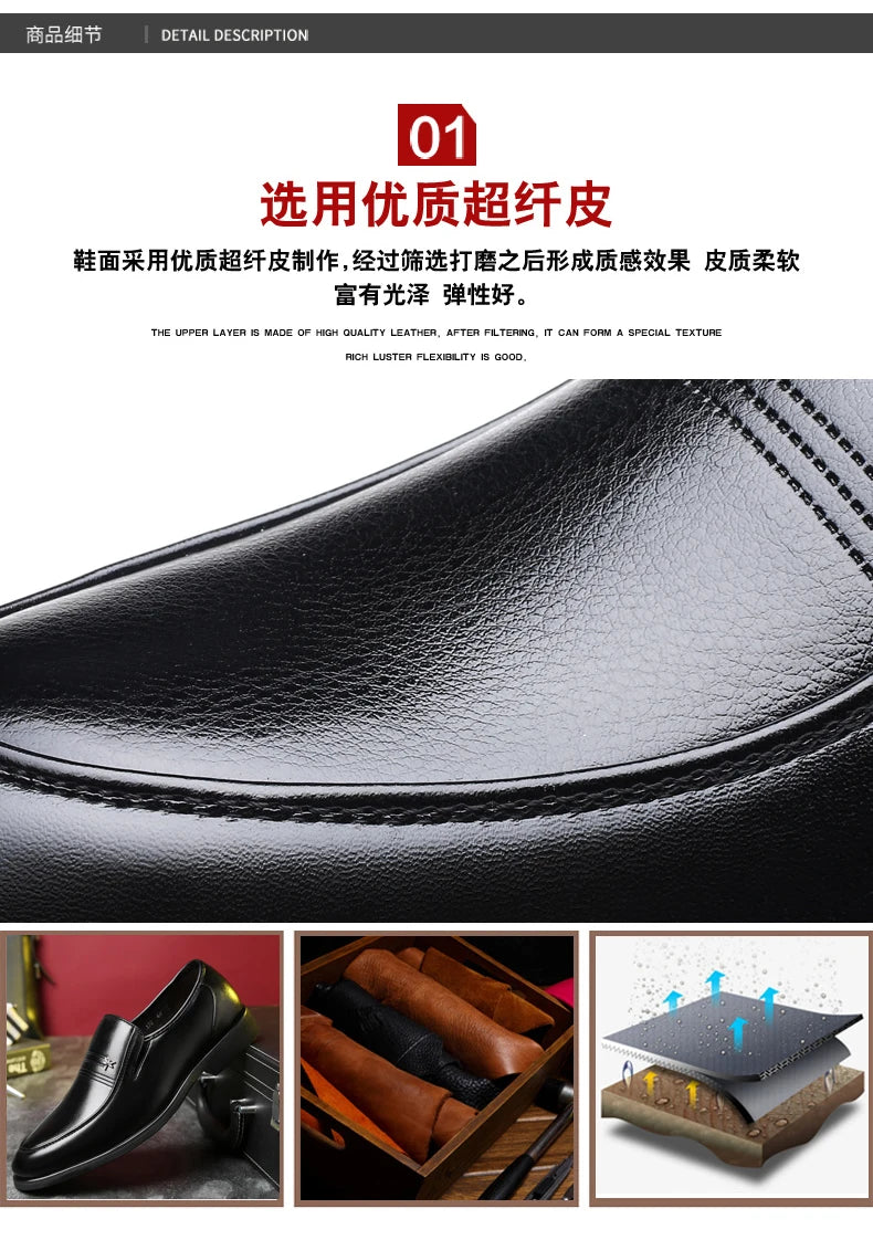 Sapatos casuais masculinos de couro de alta qualidade, confortáveis, leves, mocassins formais, sapatos respiráveis, sem cadarço, para dirigir