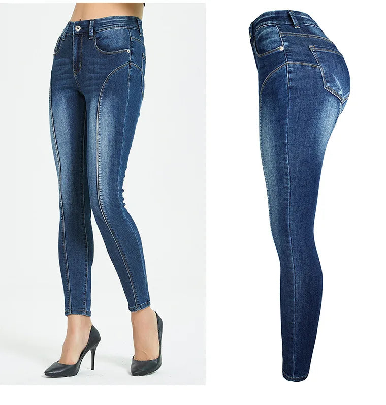 Calças Jeans Femininas Push Up, Calças Skinny de Denim, Moda 2026, Pantalones De Mujer, Pantalon Femme, Azul 2XL 3XL