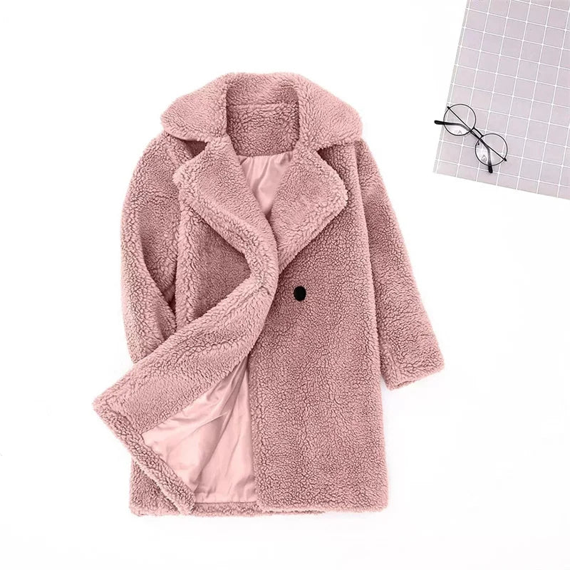 Bebê meninas casacos de pele do falso crianças inverno quente jaquetas de pelúcia crianças turndown colarinho acolchoado outerwear infantil casual roupas exteriores