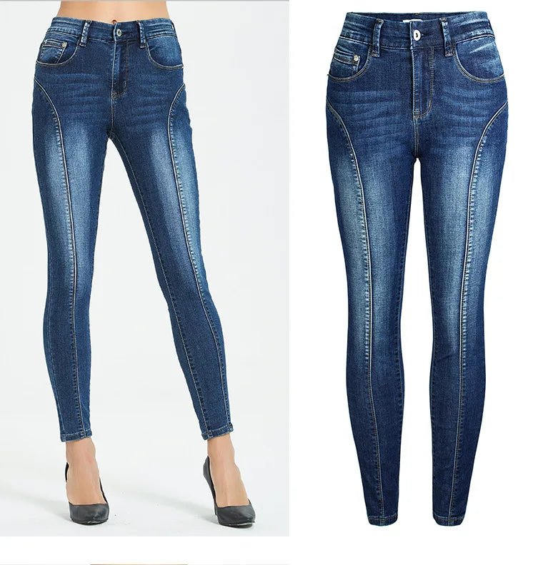 Calças Jeans Femininas Push Up, Calças Skinny de Denim, Moda 2026, Pantalones De Mujer, Pantalon Femme, Azul 2XL 3XL