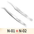 NAGARAKU Maquiagem Cílios 2 pçs conjunto N-01 N-02 Pinças de Cílios NH-12 NH-15 Cílios Preciso ST-12 ST-15 Pincet Inoxidável