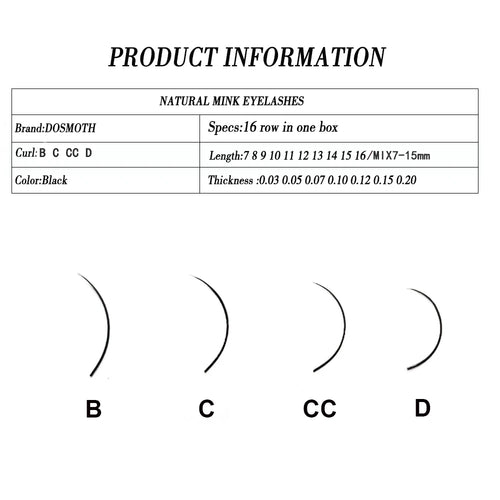 5case 16 linhas conjunto, modelo de alta qualidade extensão de cílios de vison, cílios individuais, cílios naturais, cílios postiços ferramentas de maquiagem
